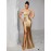 [Sequin Gown] Sequin Elegant Off-Shoulder Fishtail Gown | Long, Bodycon Party Dress with Lace Detail, Perfect for Weddings, Proms, and Formal Events, Bridesmaid Dress