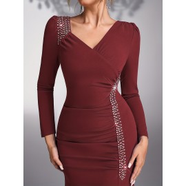 Elegant Sequin Patchwork Dress for Bridesmaids at Weddings And Evening Parties.