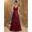 Elegant Wine Red Sequin V-Neck Gown for Women - Waist, Long Evening Dress for Parties, Banquets, and Formal Events, Perfect for Graduations and Cocktail Parties, Elegant Event Attire | Vneck Design | Shimmering Sequins