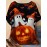 Plus Size - Plus Size Women'S Halloween Graphic Tee - 3D Witch Hat & Pumpkin Design, Soft Breathable Fabric, Round Neck Short Sleeve Top, Machine Washable, Casual Fall & Winter Wear, Perfect Halloween Gift, Halloween Costume