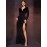 [Sequin Formal Dress] Elegant Sequin V-Neck Long Sleeve A-Line Dress | Women's Floor-Length Formal Party Gala Evening Gown with Waist-Cinching & High Slit